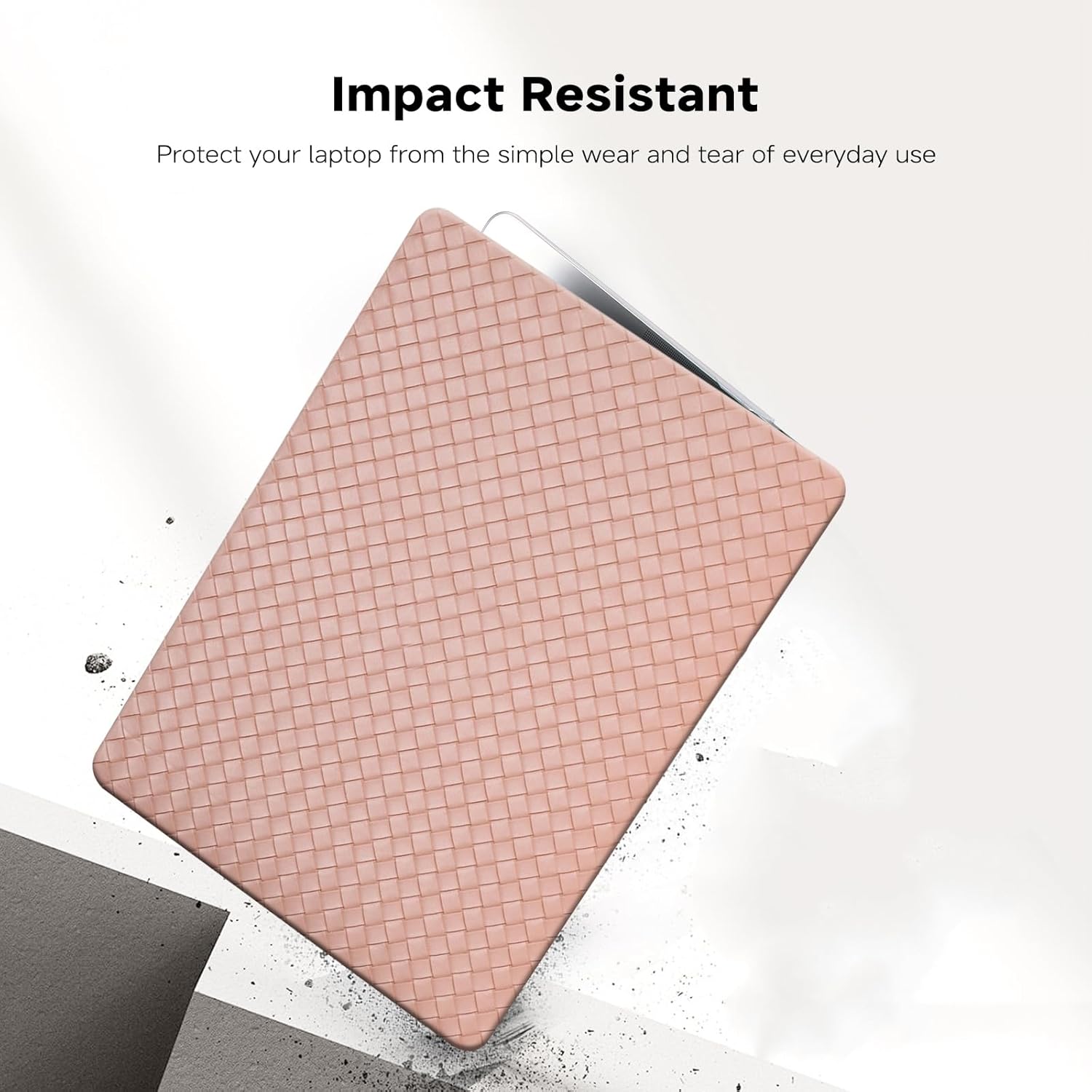 Woven Case Compatible with MacBook Air 13.6 inch 2022-2025 M4 A3240 M3 A3113 M2 A2681,for Mac Air M2 Sturdy Protective Leather Woven Textured Cases&Keyboard Cover for Mac 13 M4 Weave, Boho Pink - Image 4