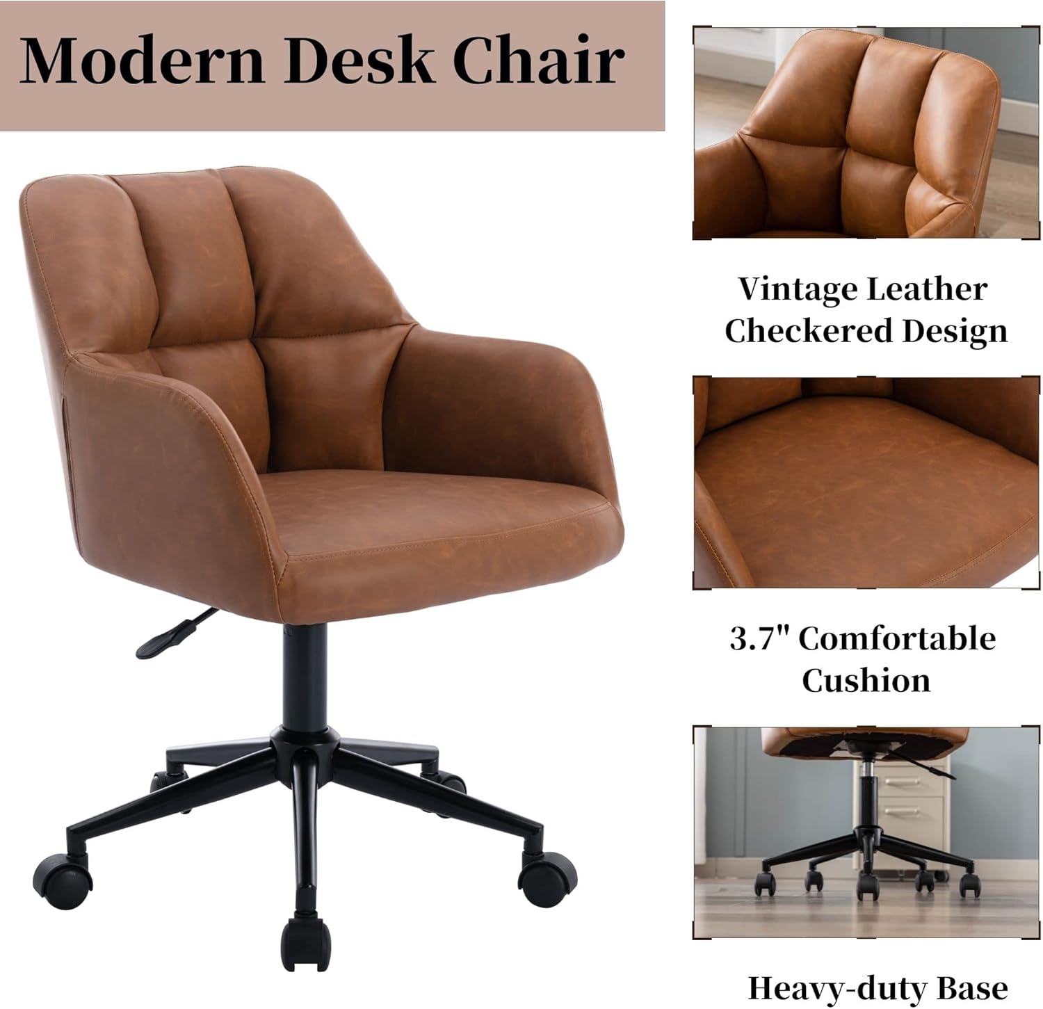 Brown Leather Desk Chair Office Chair with Mid Back Poland Ubuy