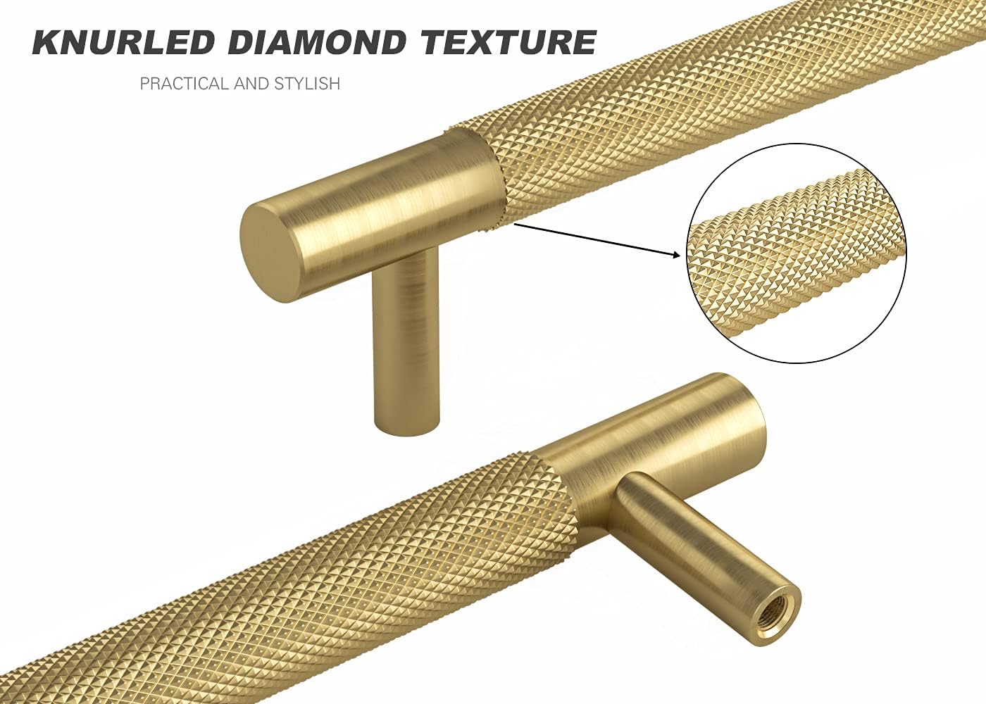 RZDEAL 4Pcs 5 Inch Solid Brass Cabinet Pulls Kitchen Cupboard Handles Modern Drawer Pulls Bathroom Cabinet Pulls Wardrobe Door Handles (Hole Centers:5.04"(128mm), Gold)