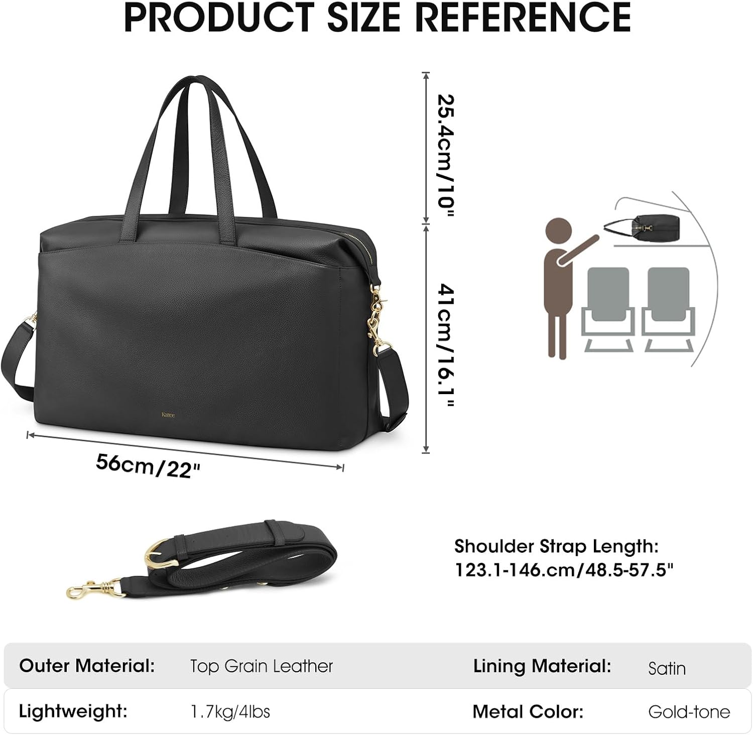 Kattee Weekender Bags for Women Leather Travel Bags for Women Duffle Overnight Duffel Carry on Large Tote Bag - Image 3