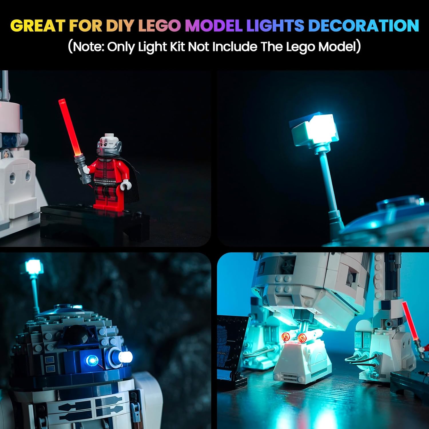 Upgraded Led Light Kit Compatible with Lego R2-D2 Brick Built Droid Figure Building Set, Lights Decoration Compatible with Lego 75379, Best Gifts for Adults (Model Not Included)