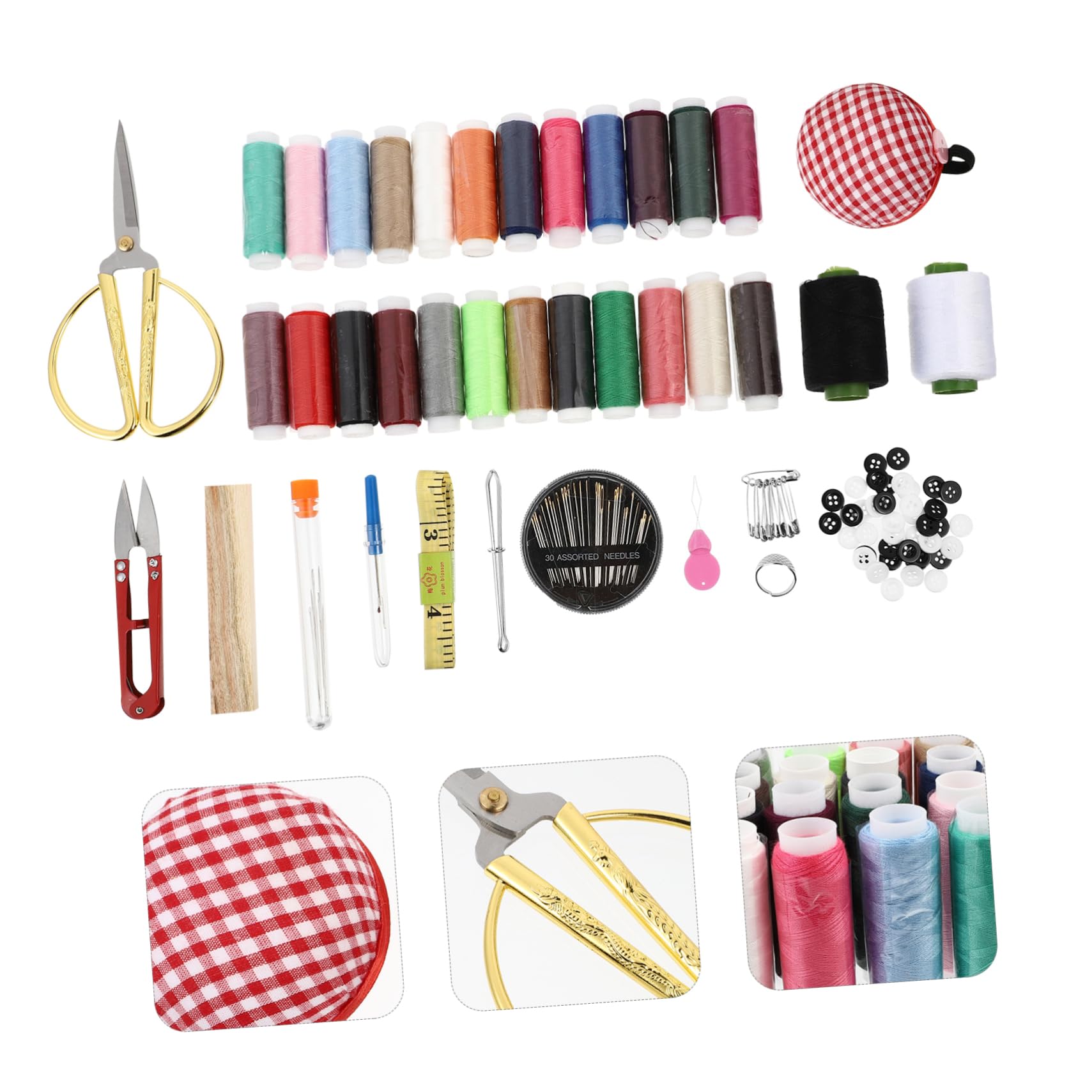Angoily 2 Juegos Kit de Herramientas de Costura Portátil Caja de Madera Set de Agujas y para Manualidades y Reparaciones Casa