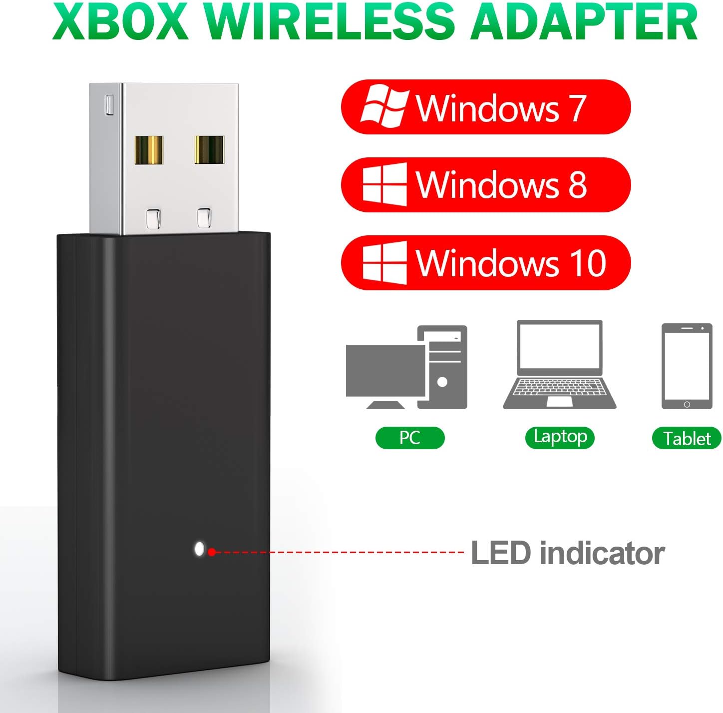 Wireless Adapter for Xbox One for Windows 10 Compatible with Xbox One Controller, Xbox One X/S and Elite Series Controller (Signal Enhanced Version)