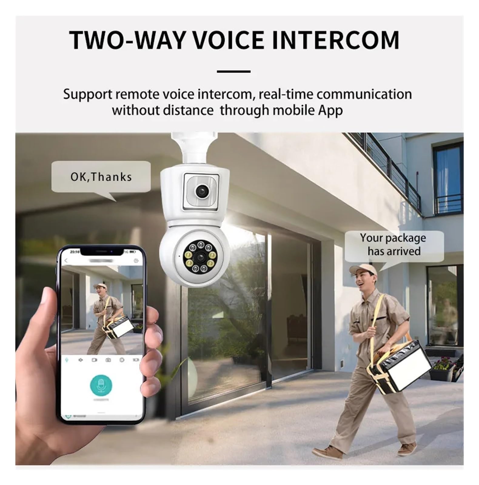 ICSEE 4K 8MP E27 Bombilla WiFi cámara de Doble Lente Pantalla Dual Seguimiento automático Audio bidireccional Color visión Nocturna 4MP cámara de vigilancia(4MP NO Card)