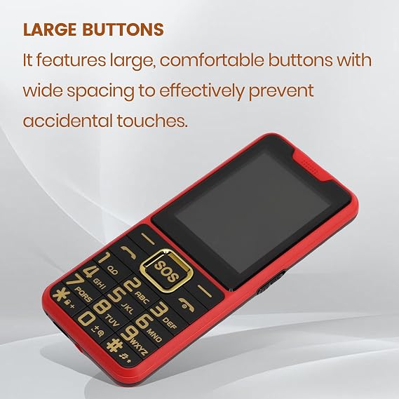 Yoidesu Senior Cell Phone Unlocked Big Phone for Elderly with 2.6 Inch HD Shatterproof Screen SOS Large Key Tactile Keys Flashlight Charging Dock (Red)