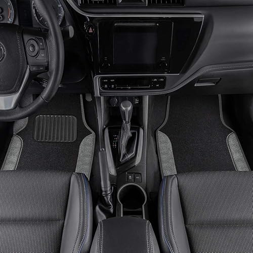 Miniatura 6 de BDK - Tapetes para auto con brillantina plateada - Elegantes tapetes de cuero sintético bicolor con características antideslizantes y almohadilla