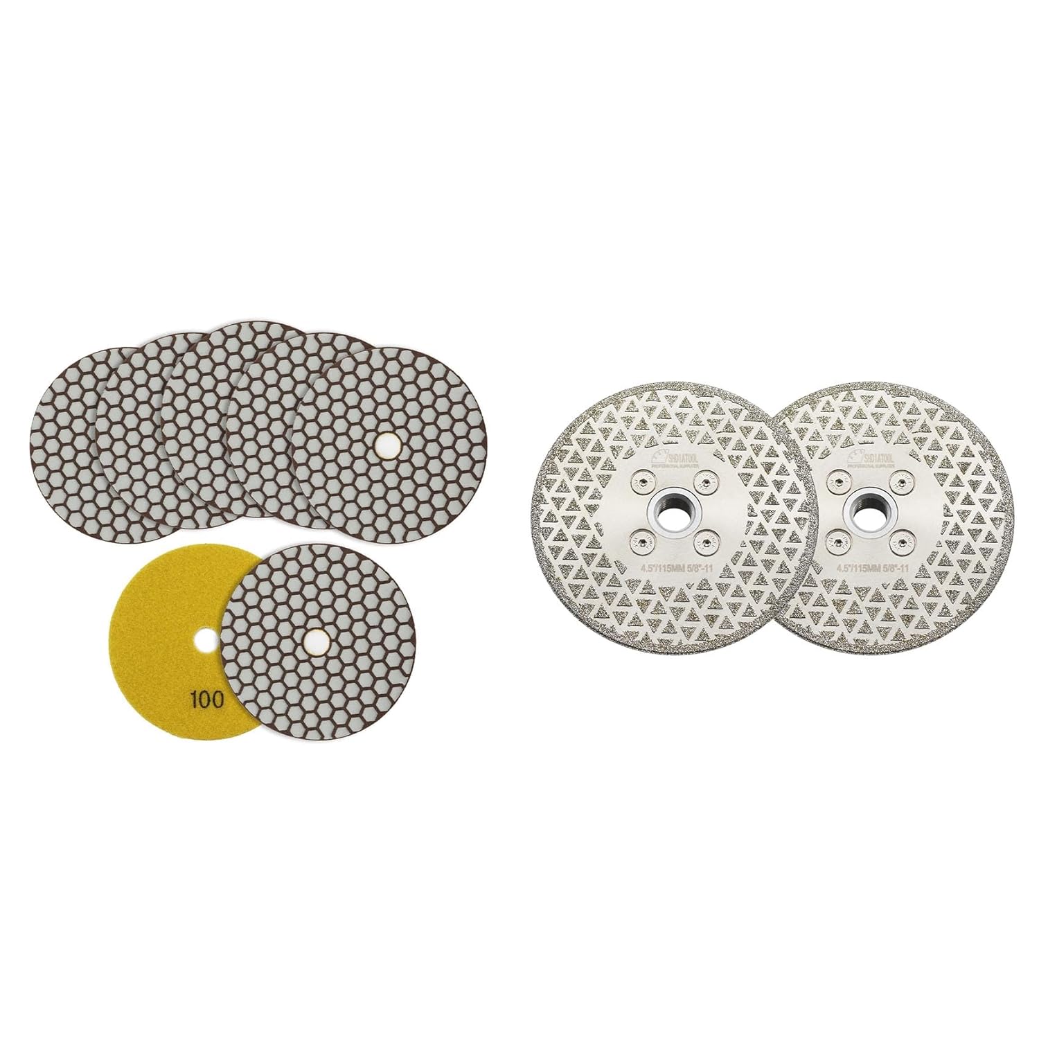 SHDIATOOL 4-Inch Dry Diamond Polishing Pads Grit 100 Diamond Sanding Pads Grinding Pads for Granite Marble Stone