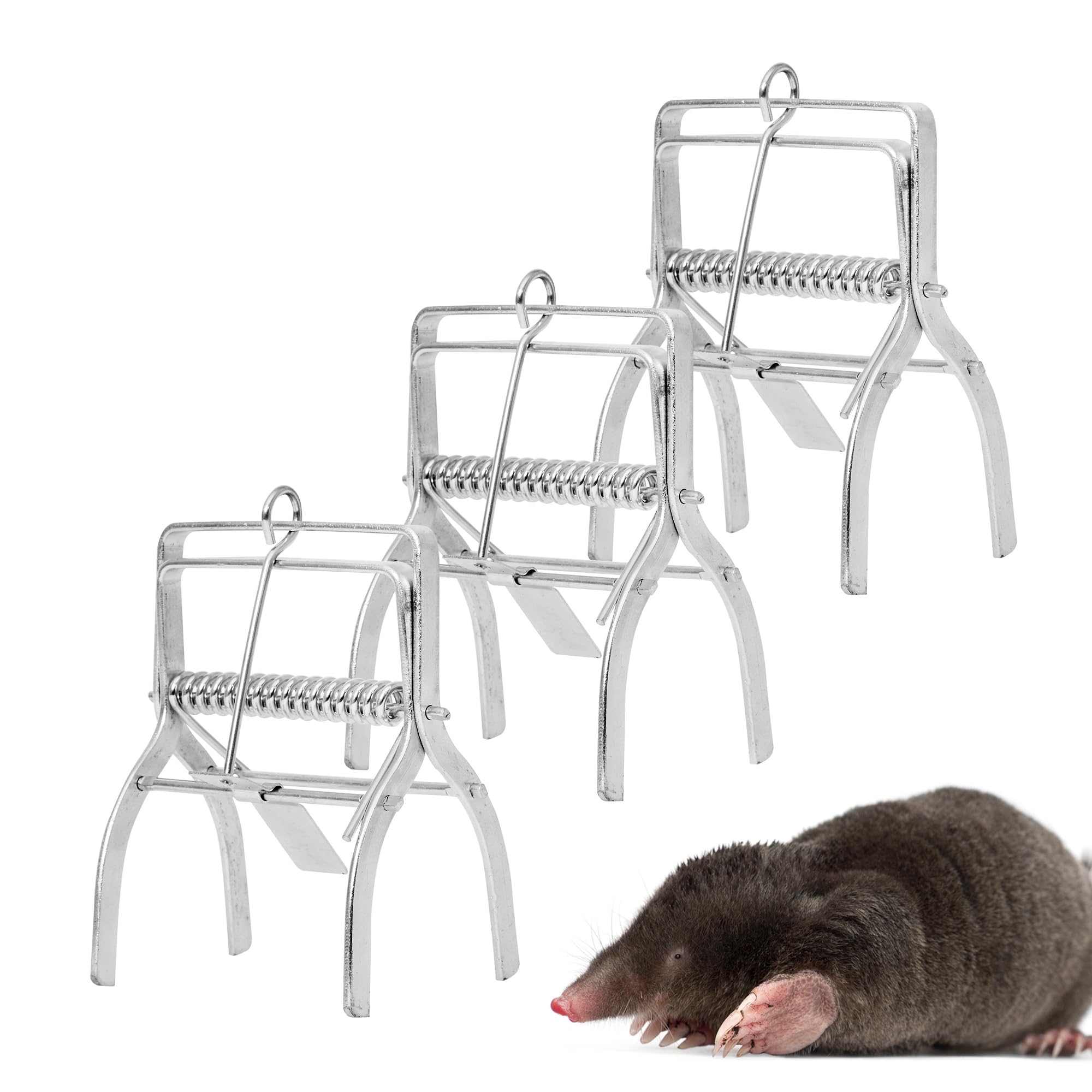 Claw Mole Trap Reusable Mole Traps, Rust-Free Garden Protection Humane Vole & Mole Killer, Powerful Mole Deterrent | Large, Pack of 3