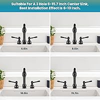 Vista 9 de gotonovo Grifos de baño de 8 pulgadas de extensión amplia para lavabo de 3 orificios, 2 manijas de palanca, montaje en cubierta con desagüe