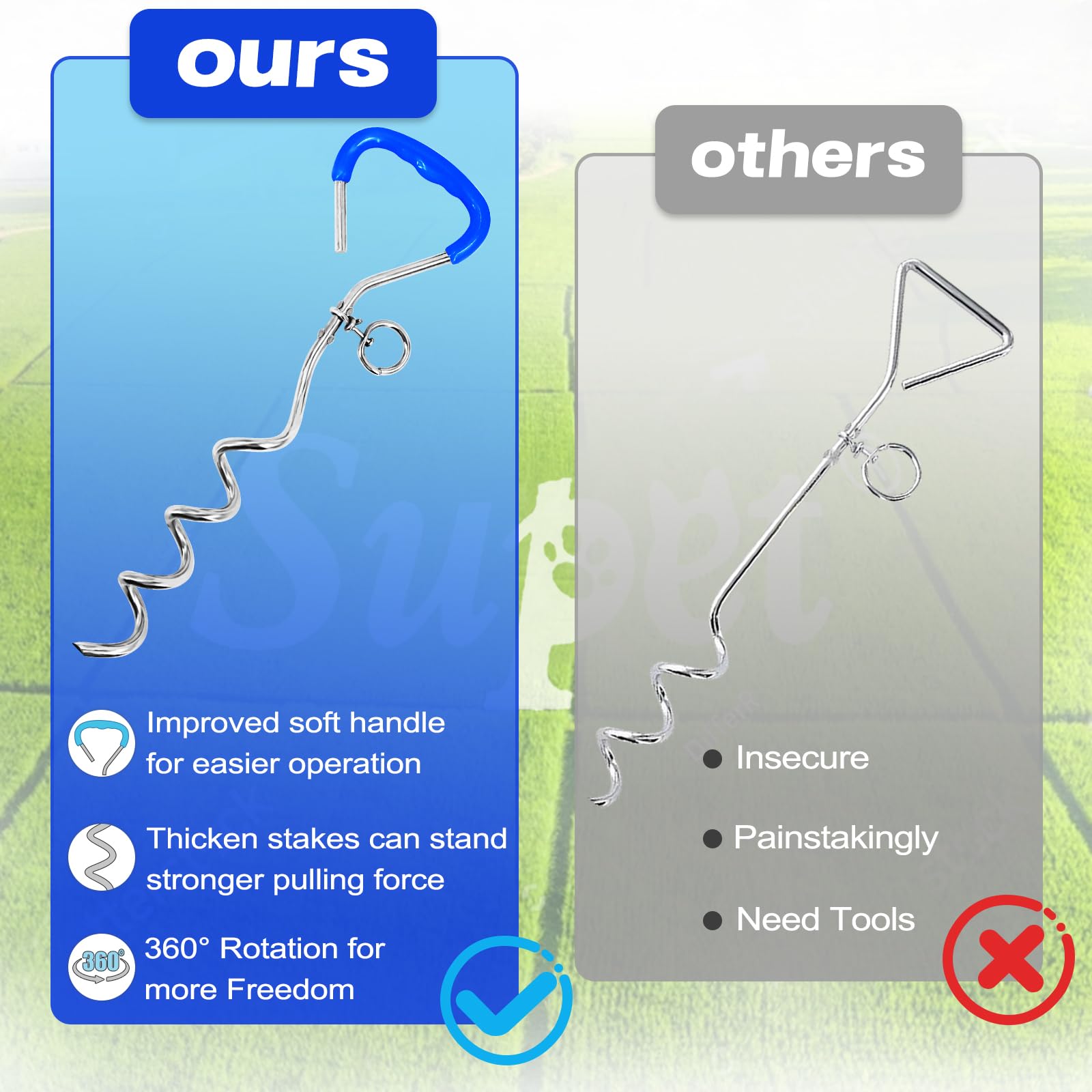 Palo Per Cani Girevole 360° ASEELO - Ancoraggio Resistente Per Cortile E Campeggio - Foto 3