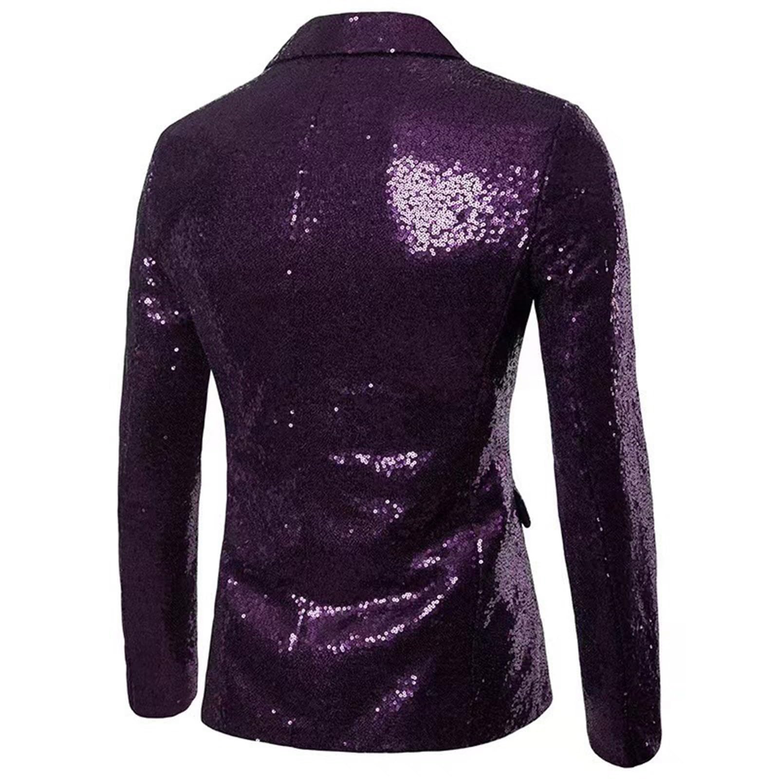 Blazer à Paillettes for Hommes, Coupe cintrée, Brillant, Veste de Costume de Smoking for Bal de Promo, col châle, Blazer de dîner for Hommes, Manteau Disco