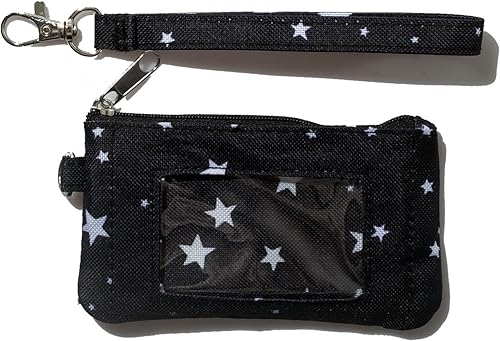 Miniatura 2 de DQL Cartera con tarjetero con estampado de estrellas y cordón, cartera pequeña para tarjetas de crédito para mujer, llavero