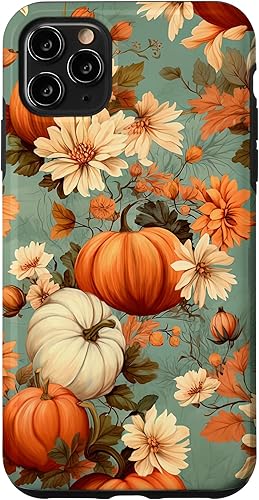 Funda con temática de otoño para iPhone 11 Pro Max con diseño de calabaza de otoño