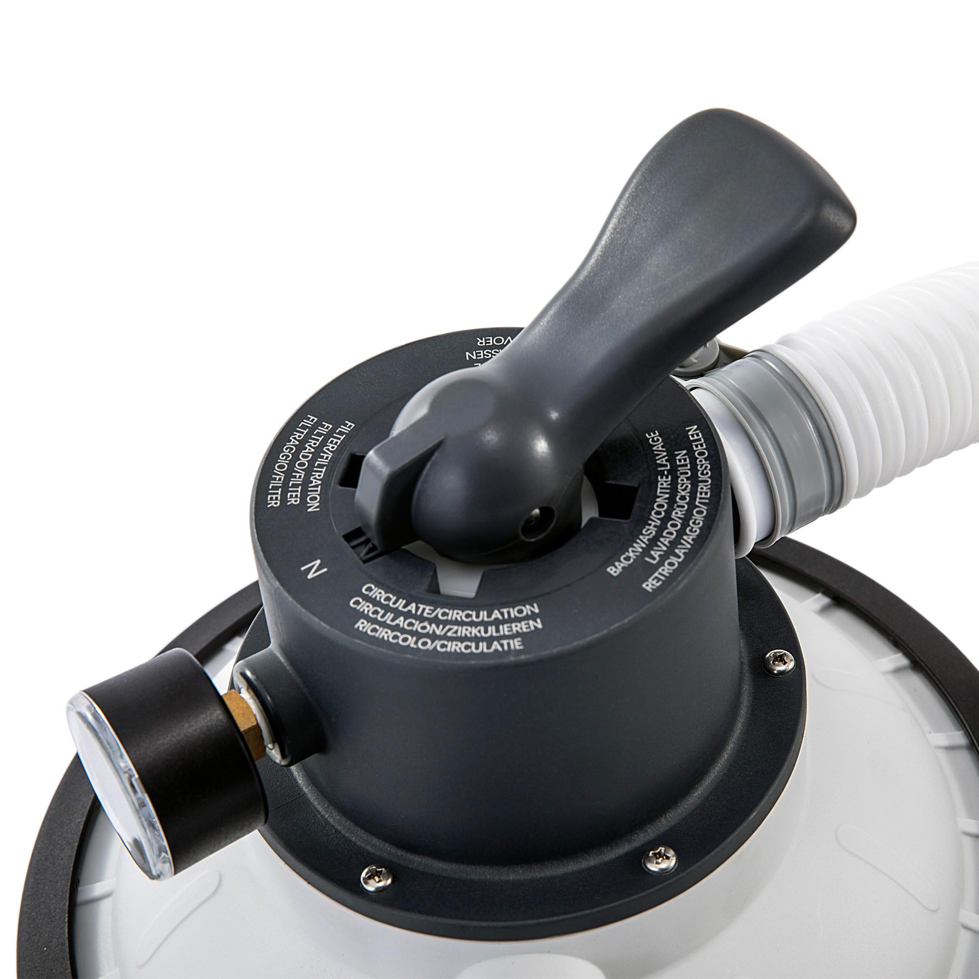 Intex 55249 - Depuradora de Arena Krystal Clear 3.500 L/H, depuradora Piscina Arena, Filtro Piscina, Bomba Piscina, para Piscinas Desmontables de hasta 17.000 L., 4 Funciones y Sistema de Bloqueo - 5