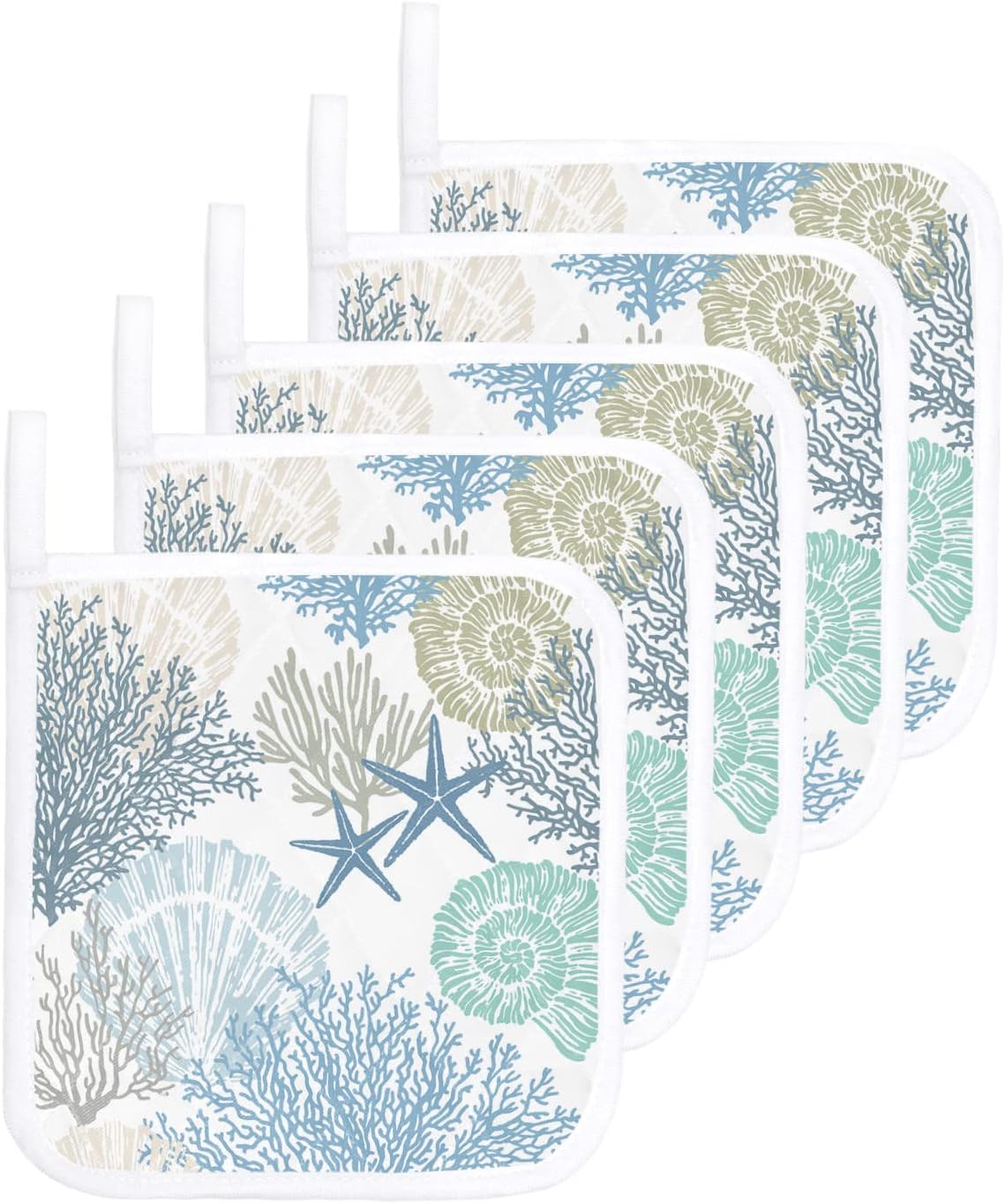 Blue Teal Coral Pot Holders for Kitchen Heat Insulation