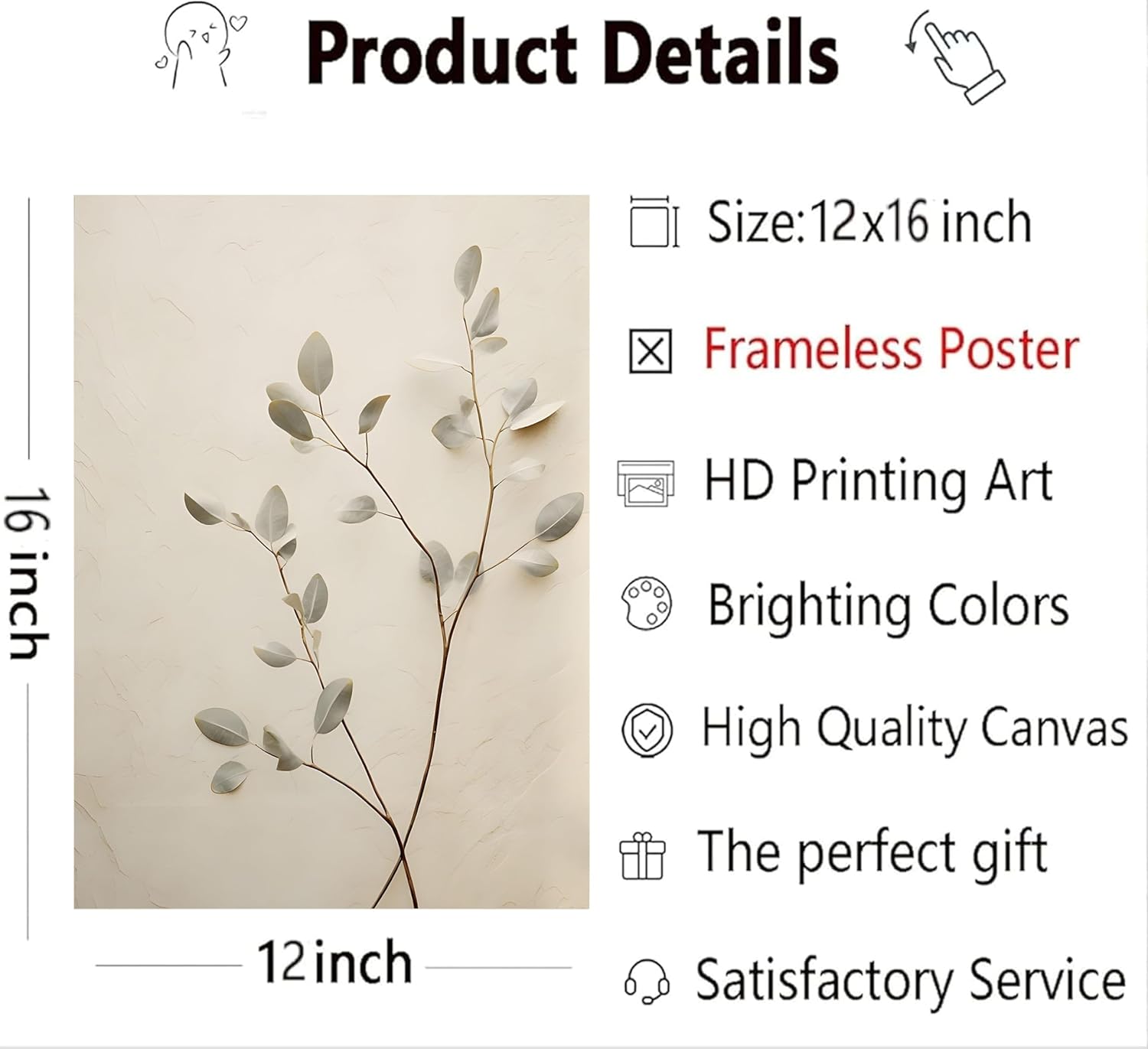 3Pcs Neutral Beige Floral Plant Canvas Wall art Textured Flower Botanical Painting Picture Wall Decor Vintage Blossom Poster Prints for Living Room Bedroom Bathroom Decor Unframed