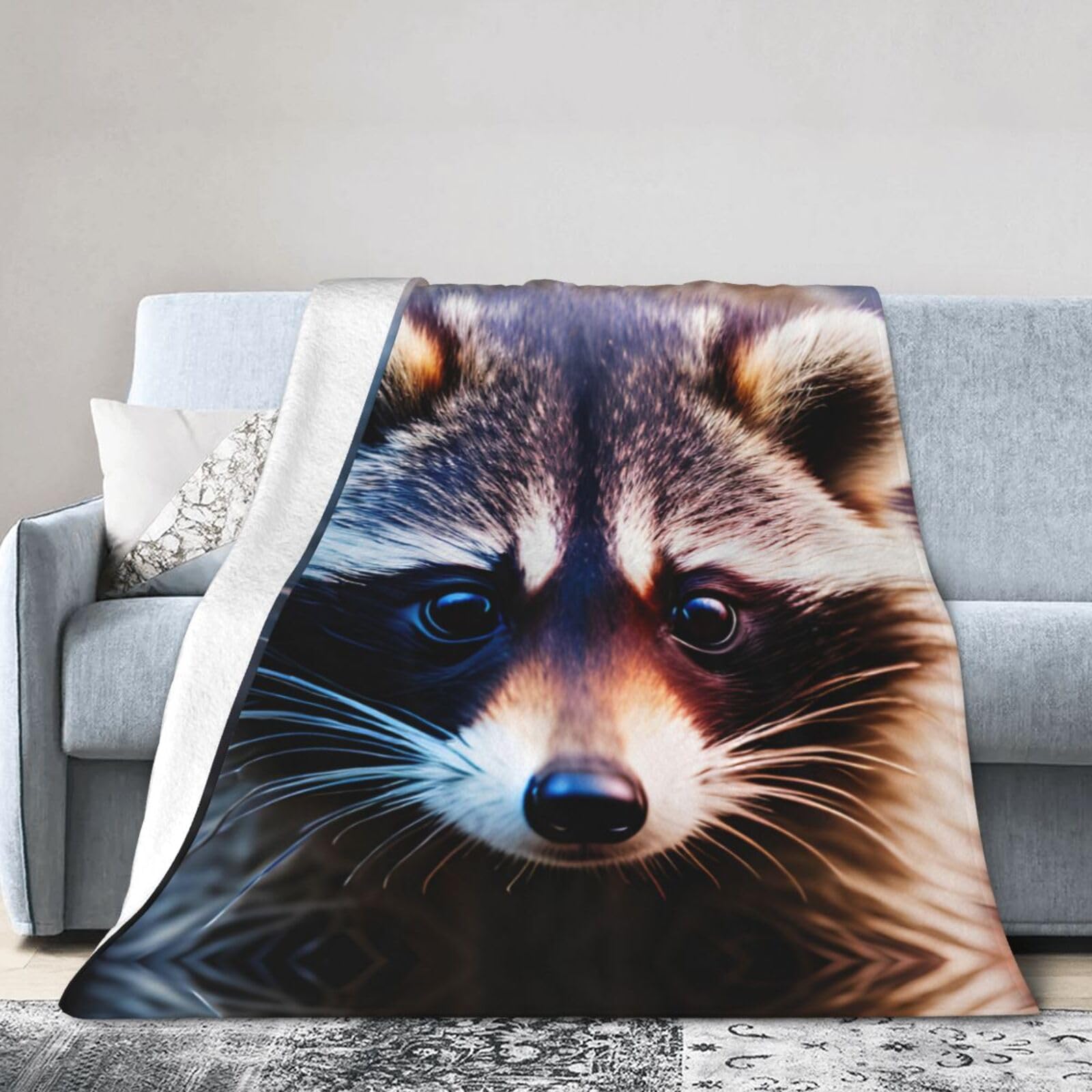 Couverture flanelle raton laveur pour lit et canapé
