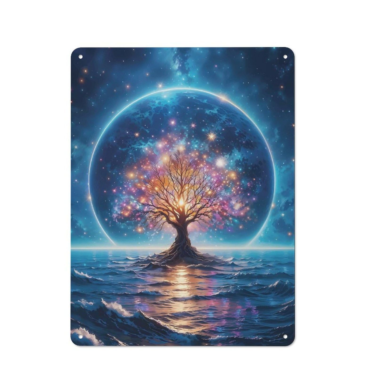 Metal Sign 40x30cm with Space Fantasy Landscape for Pub Or Café, Retro Decor, for Cooler-month Interiors with Retro Character
