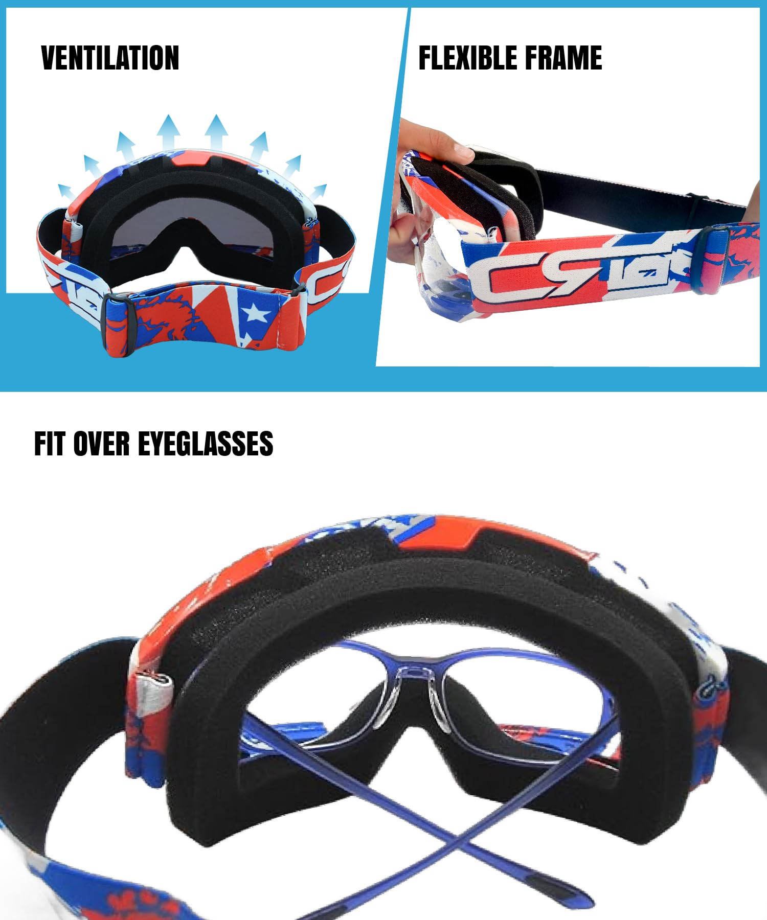 CRG Sports T815-189 - Gafas de ciclismo para motocross, todoterreno