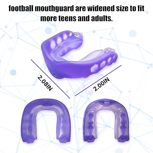 Miniatura 3 de Paquete de 2 protectores bucales, protectores bucales deportivos para fútbol juvenil con correa y caja para baloncesto, protector bucal deportivo