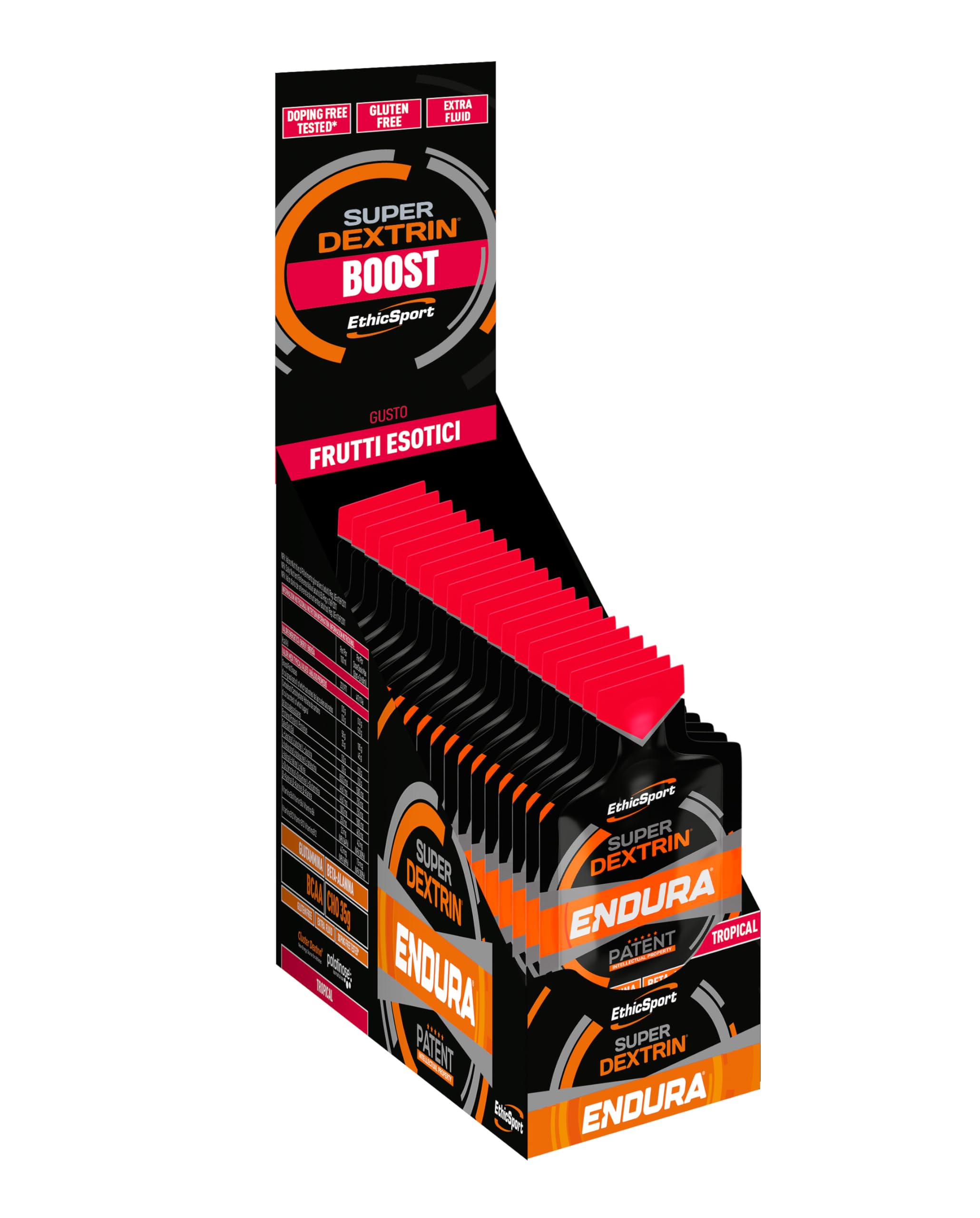 Super Dextrin ENDURA EthicSport – Gel energetico con carboidrati differenziati ed evoluti (Cluster Dextrin e Palatinose) – Senza caffeina - Confezione da 15 x 60 ml - Gusto Tropical