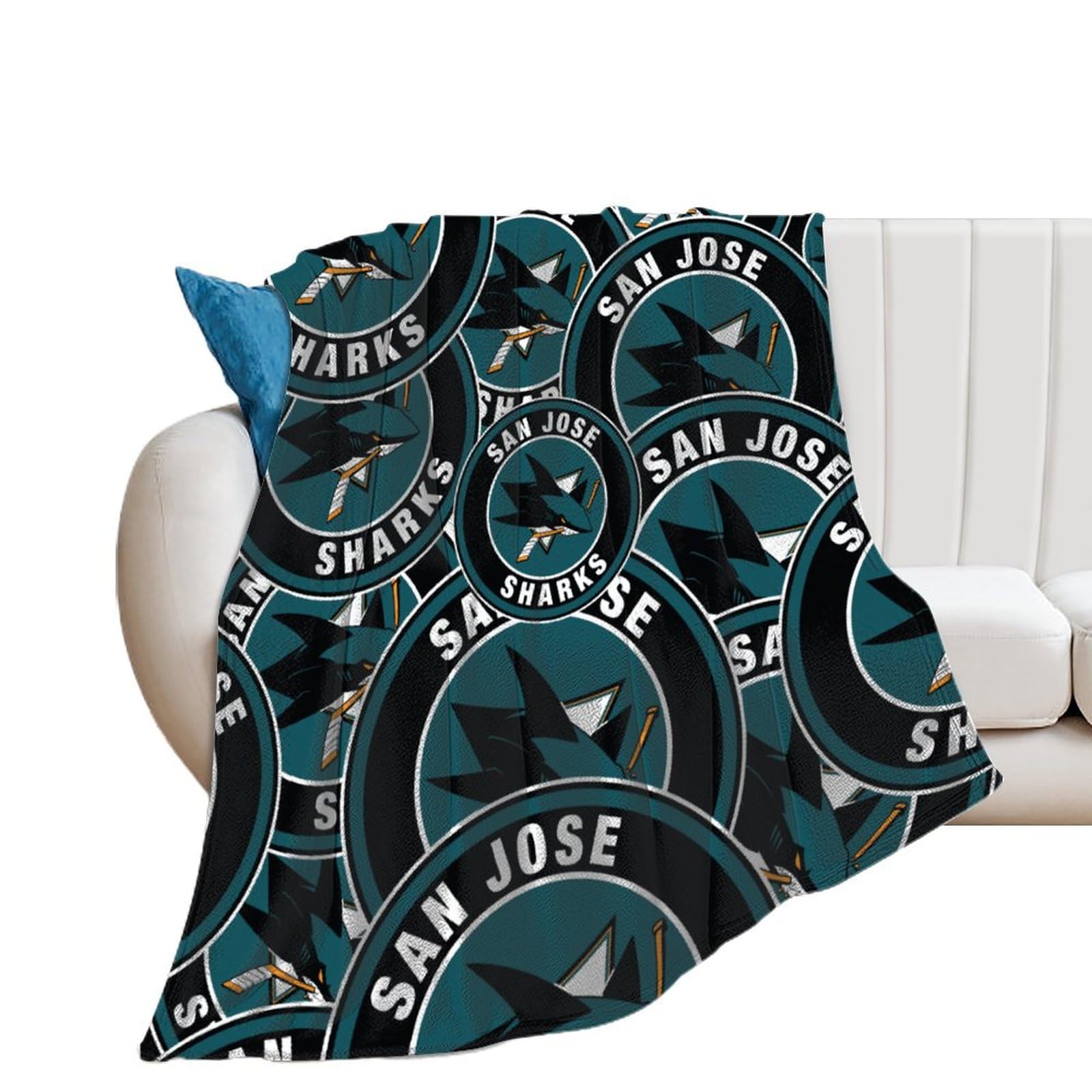 ATOurDealss Flannel San-Jose-Sharks Throw BlanketBlanket with Soft Fuzzy Lightweight Plush Cozy Blanket for Couch Sofa Bed 50"*60"inches
