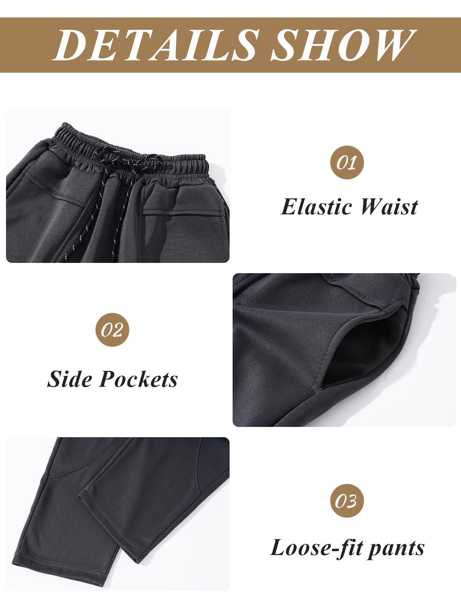 Pantaloni da Tuta Baggy Ragazzo Pantaloni da Jogging Taglio Ampi Pantaloni Elastico in Vita Tinta Unita 5-14 Anni