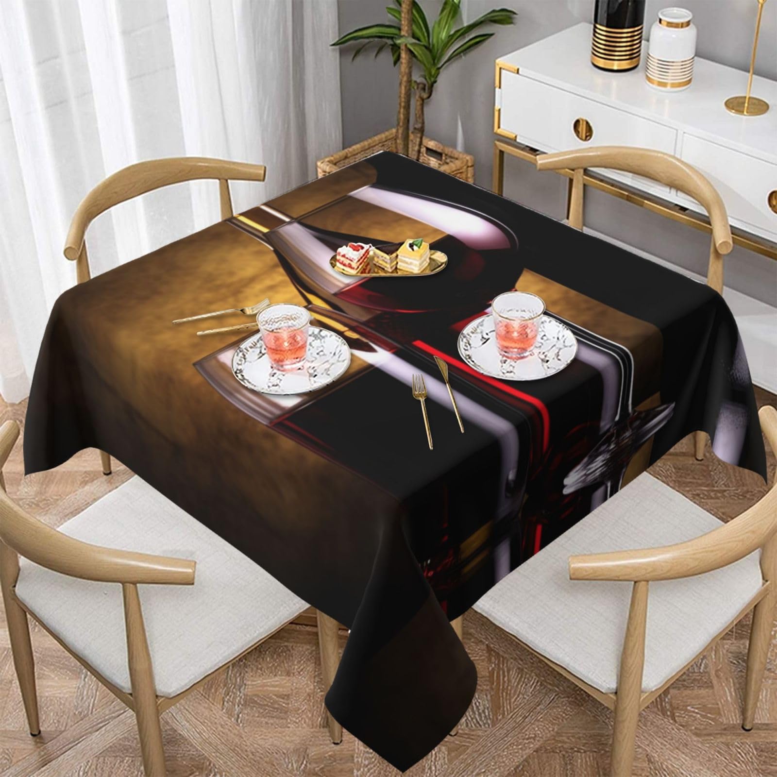 Nappe carrée imperméable 152x152 cm idéale pour sublimer vos repas de fête et banquets