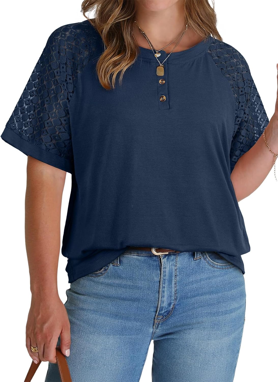 Eytino Plus Size Tops for Women Summer Short Sleeve Shirts Button Down Dressy Casual Blouse Tshirts(1X-5X)