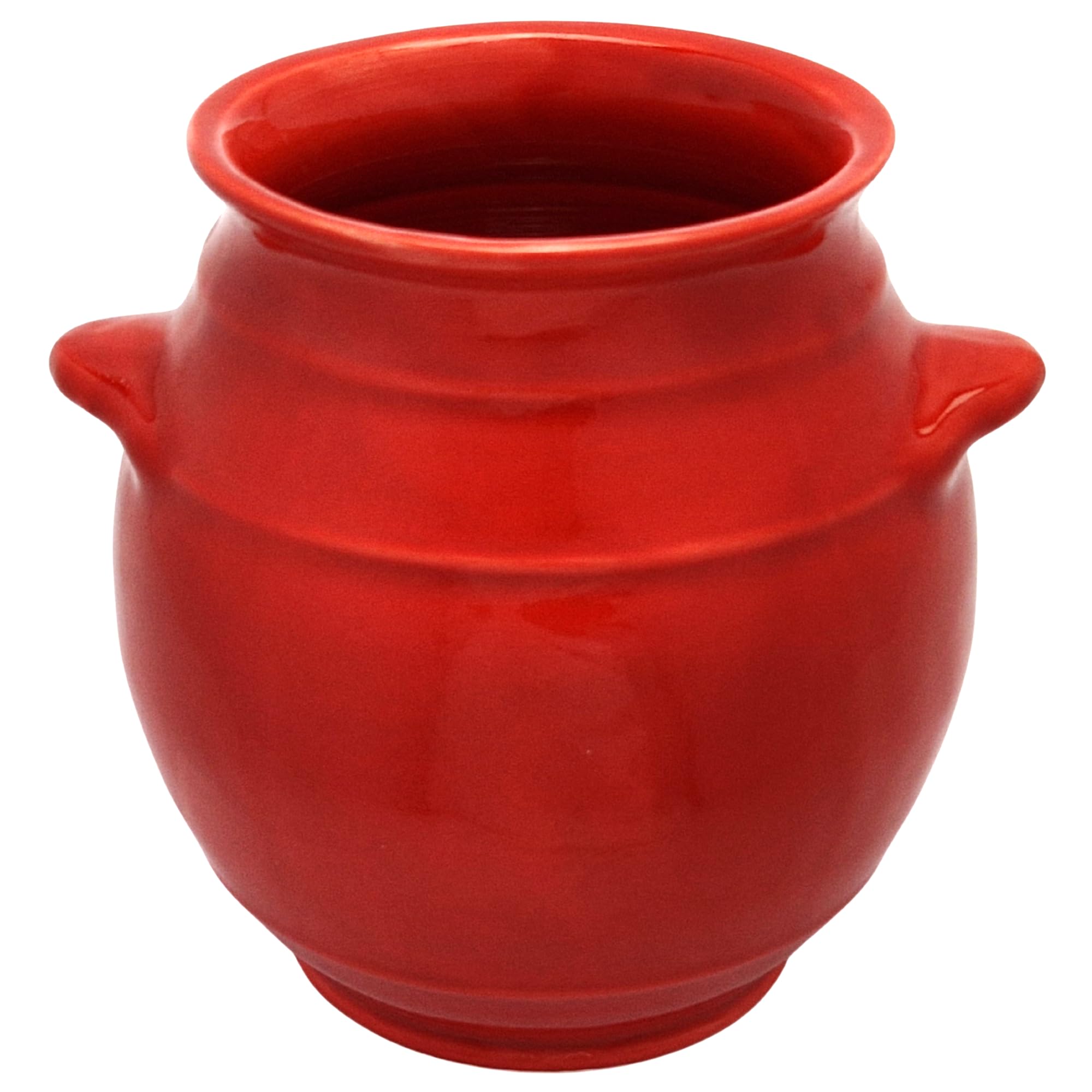 Cleminson Hand-Dipped Ceramic Utensil Jar | Artisan Kitchen Utensil Holder | Made in Spain | Stylish Cutlery Pot Organiser | Rustic Farmhouse Crock for Spoons, Spatulas, Whisks (Red Dipped)