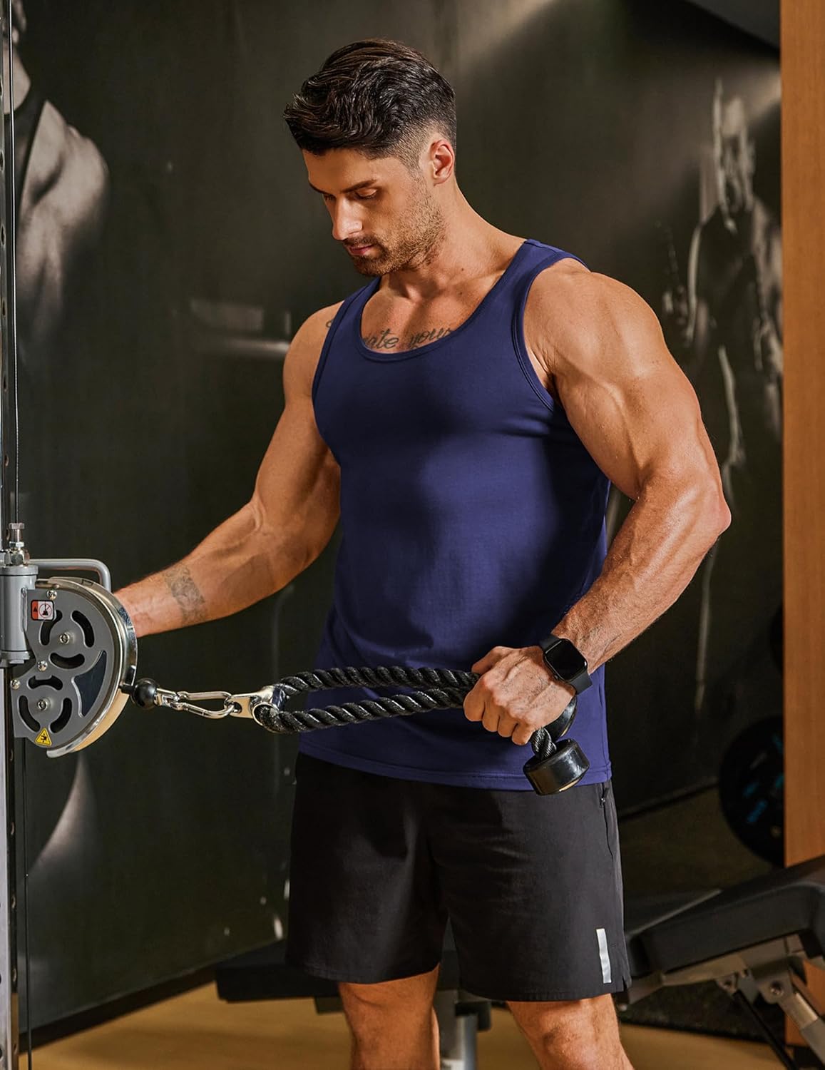 COOFANDY Mens Cotton Tank Tops Workout Summer Sleeveless Muscle Gym Shirts Athletic Beach Tee Shirt Pack - Image 3