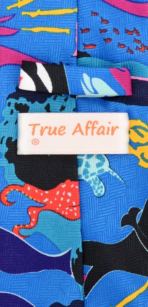 True Affair Coral Reef Scene NeckTie Dolphin Whale Ocean Fish Themed Mens Neck Tie