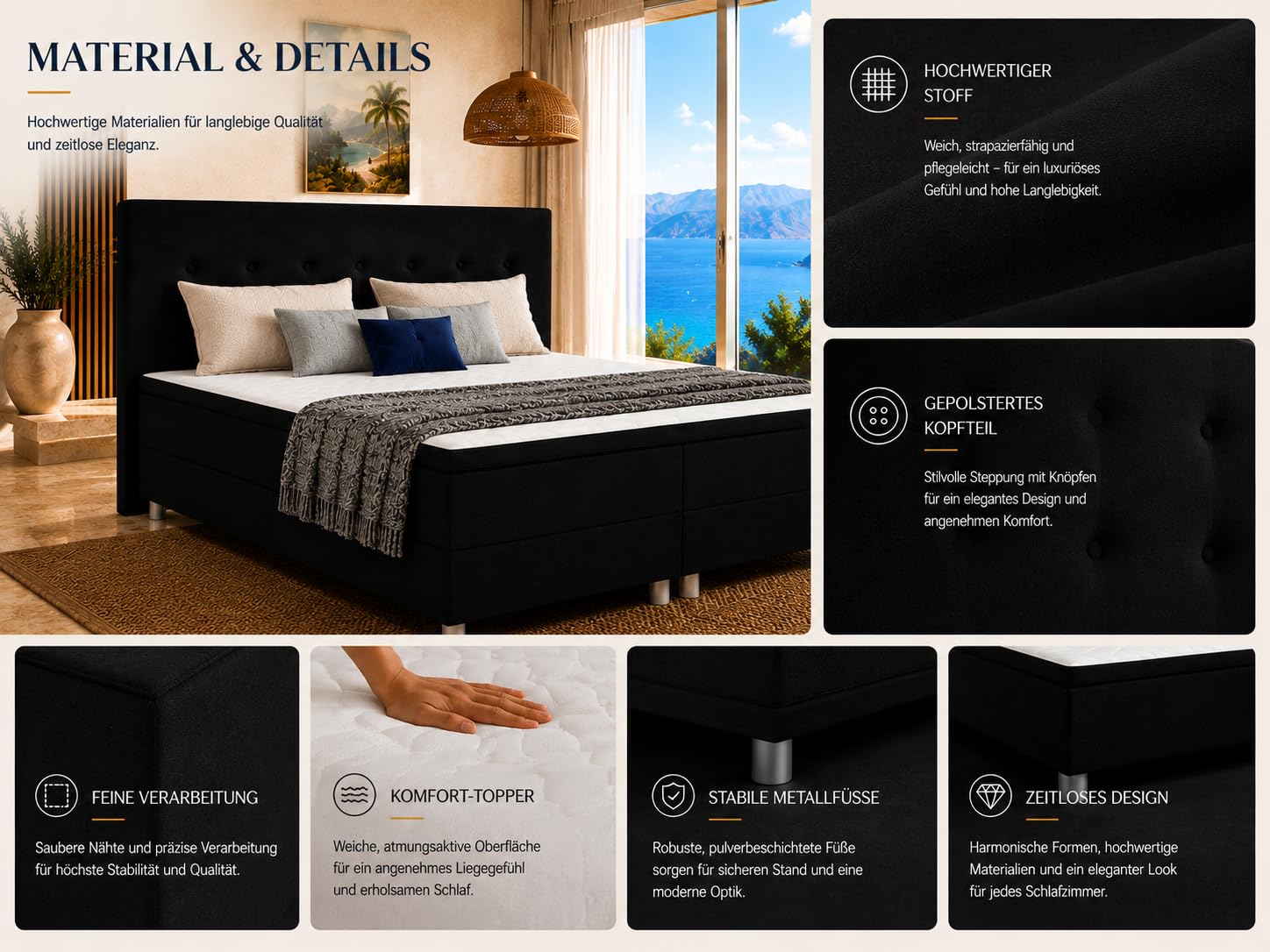 Best for You Boxspringbett Neo First Class Bett in verschiedenen Farben und Größen