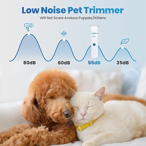 Miniatura 2 de Kit de aseo 3 en 1 para perros y gatos  Cortapelos inalámbrico recargable para mascotas con molinillo de uñas y recortador de patas y 5 peines guía,