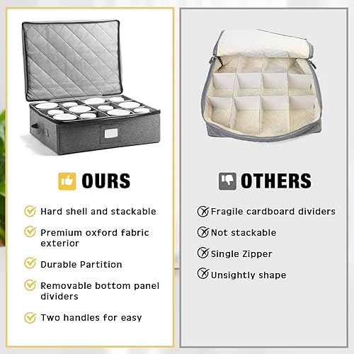 Miniatura 5 de 4 cajas de almacenamiento para tazas y tazas, recipientes con capacidad para 12 tazas de café y tazas de té con tapa y asa, caja de almacenamiento