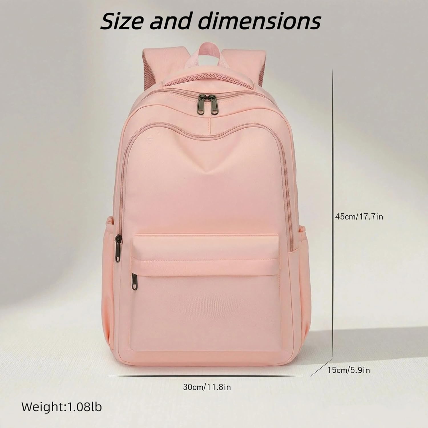 Cute College Backpack for School Aesthetic Backpack for Teen Girls Students Laptop Bag Large Capacity Bookbags Kids Travel Lightweight Backpacks for Casual Daypacks School Bag Solid Color(Pink)