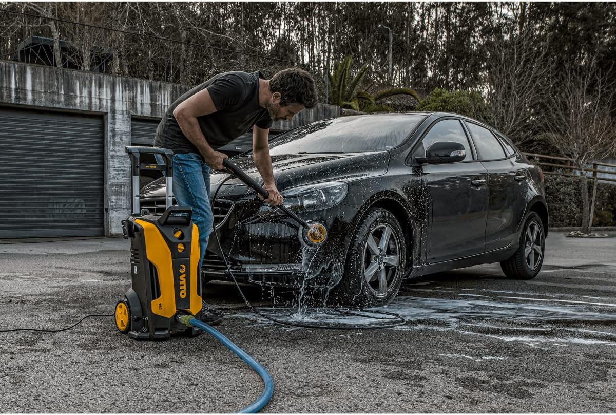 User washing a car with the VITO High-Pressure Washer