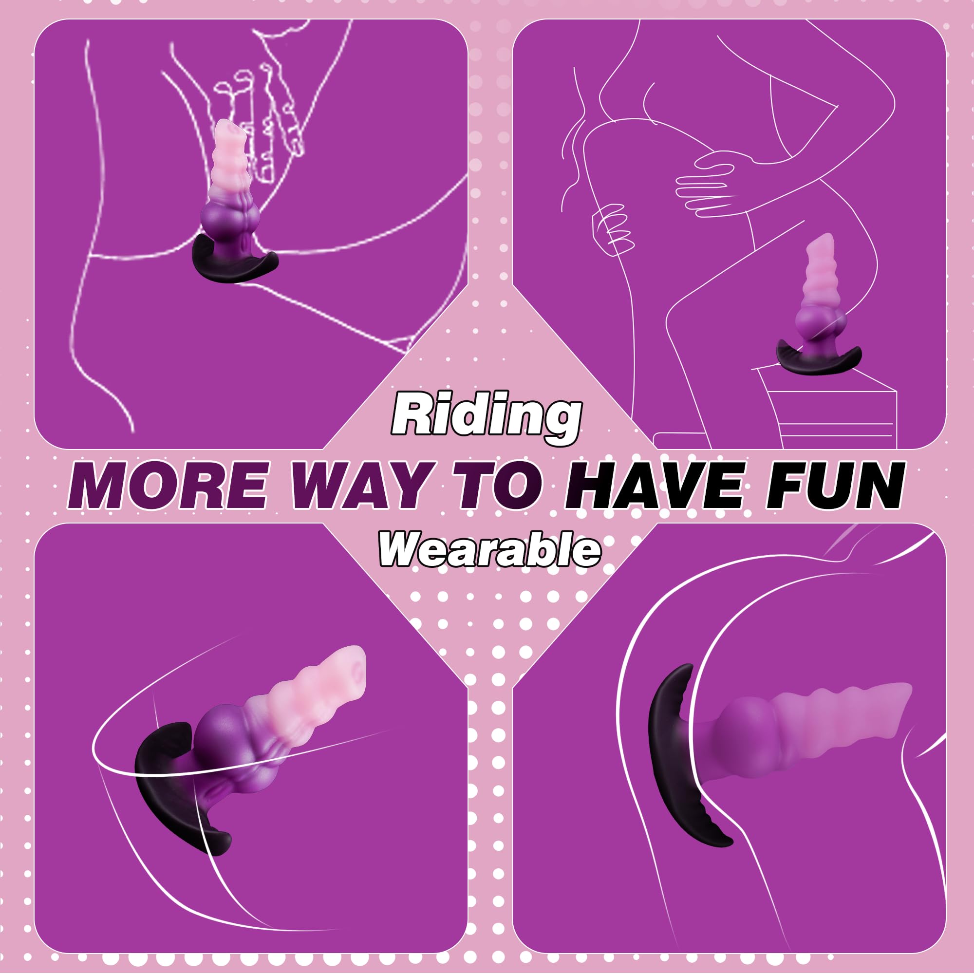 6.3" Large Butt Plug Anal Toys Fantasy Knot Dildo, Huge Buttplug Silicone Wearable Vaginal Anal Plugs, onster Horse Dildo with Suction Cup, Prostate Trainer Dilator Adult Toy for Men Women: L