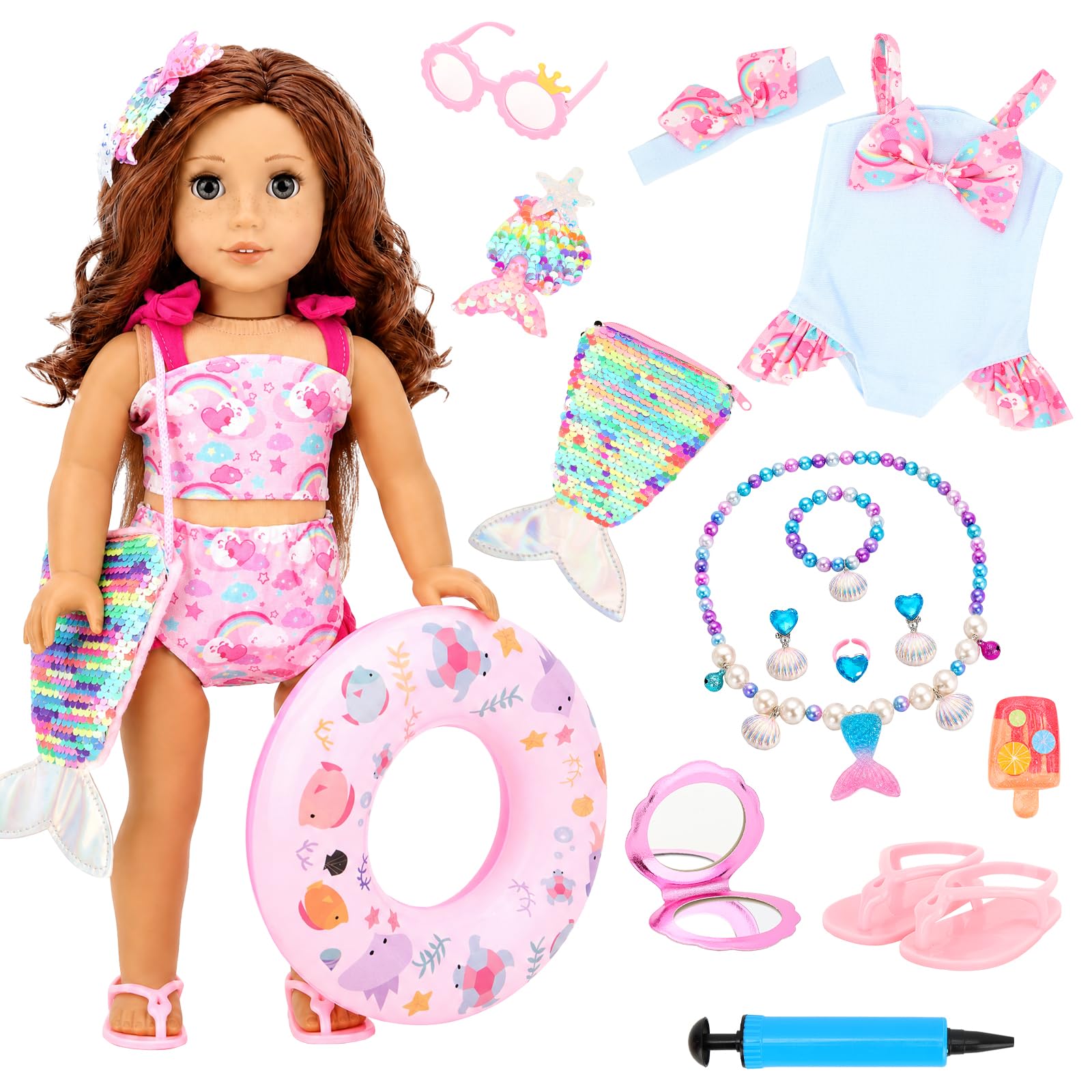 Miunana Baby Doll Mermaid Swimsuit Clothes for 14-18 Inch 35-45cm Dolls
