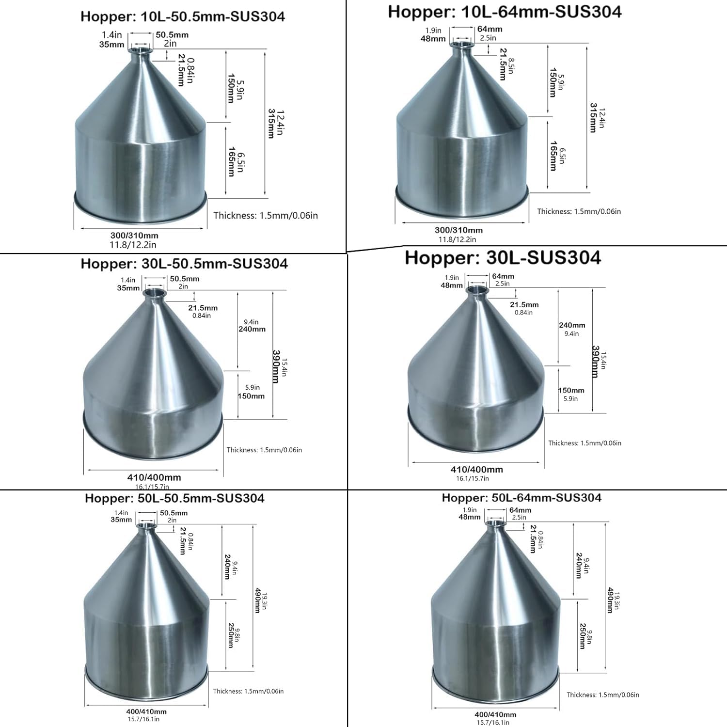 Tolva De La Máquina De Llenado De Pasta Líquida 10-50l, Máquina De Llenado De Tolva De Acero Inoxidable 304, Herramienta De Capacidad De Embudo para Agua, Aceite, Crema, 30l, 64mm