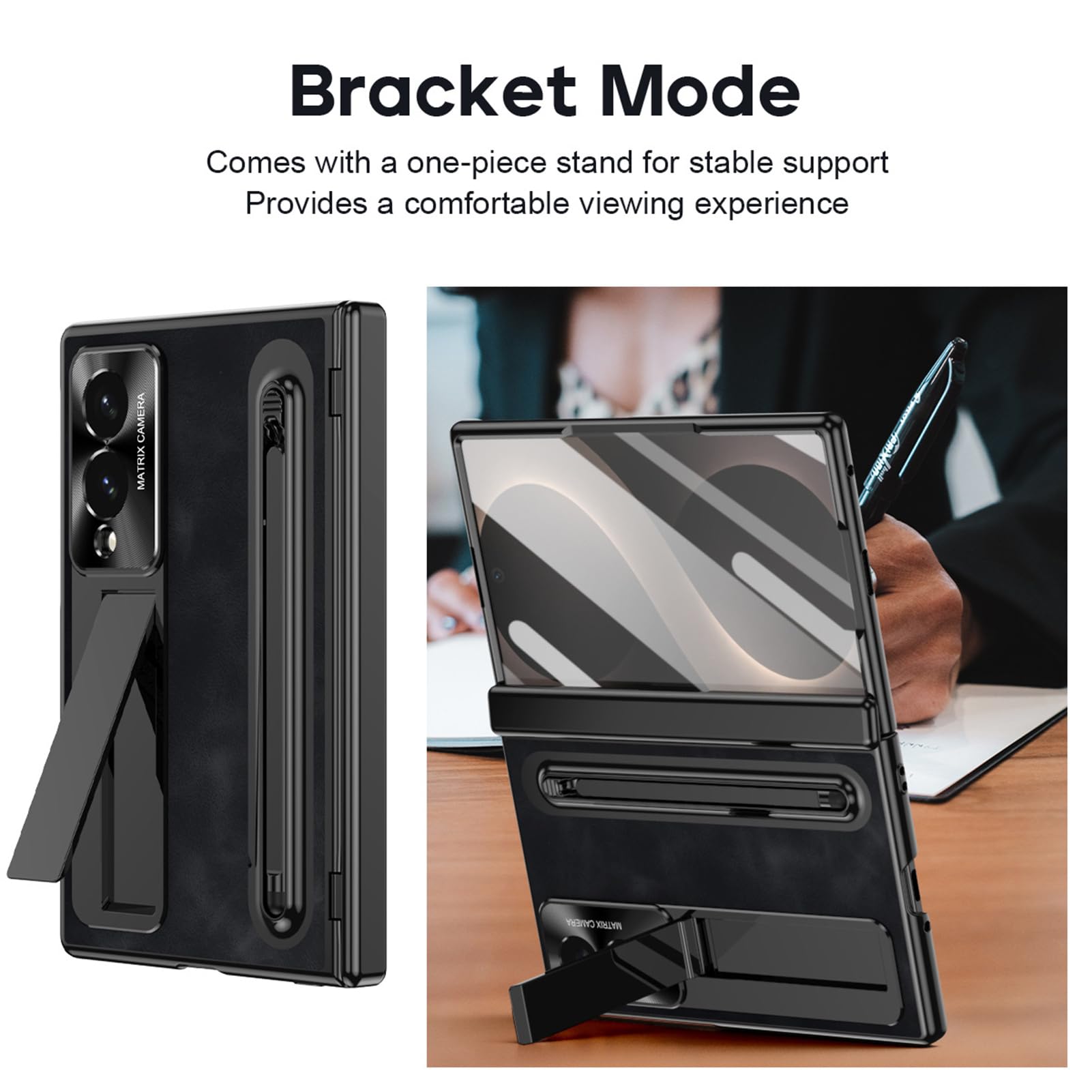 Skórzane etui do Samsung Galaxy Z Fold 8, pełna ochrona ekranu | Powłoka soczewki i ochrona na zamek błyskawiczny pełna osłona z uchwytem na ołówki na długopisy, czerwony, składany 8