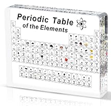Jeebel Periodic Table of Real Elements - Acrylic Periodic Table with 83 Real Element Samples - Periodic Table for Teaching Tool, Crafts, Creative Gift