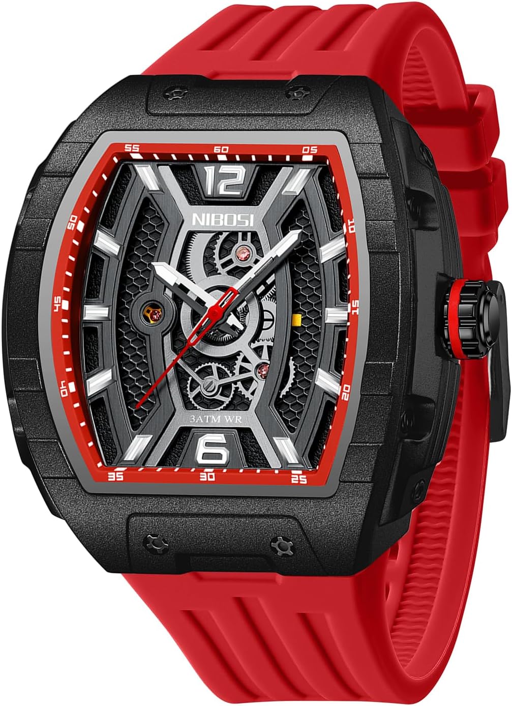 NIBOSI Watches for Men Fashion Wrist Watches Chronograph Waterproof Luminous Silicon Strap Multifunction Watches for Men Unique Casual Business Wrist Watch