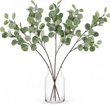 Artificial Eucalyptus Stems, Sage Green, 4 Bunches, 69cm