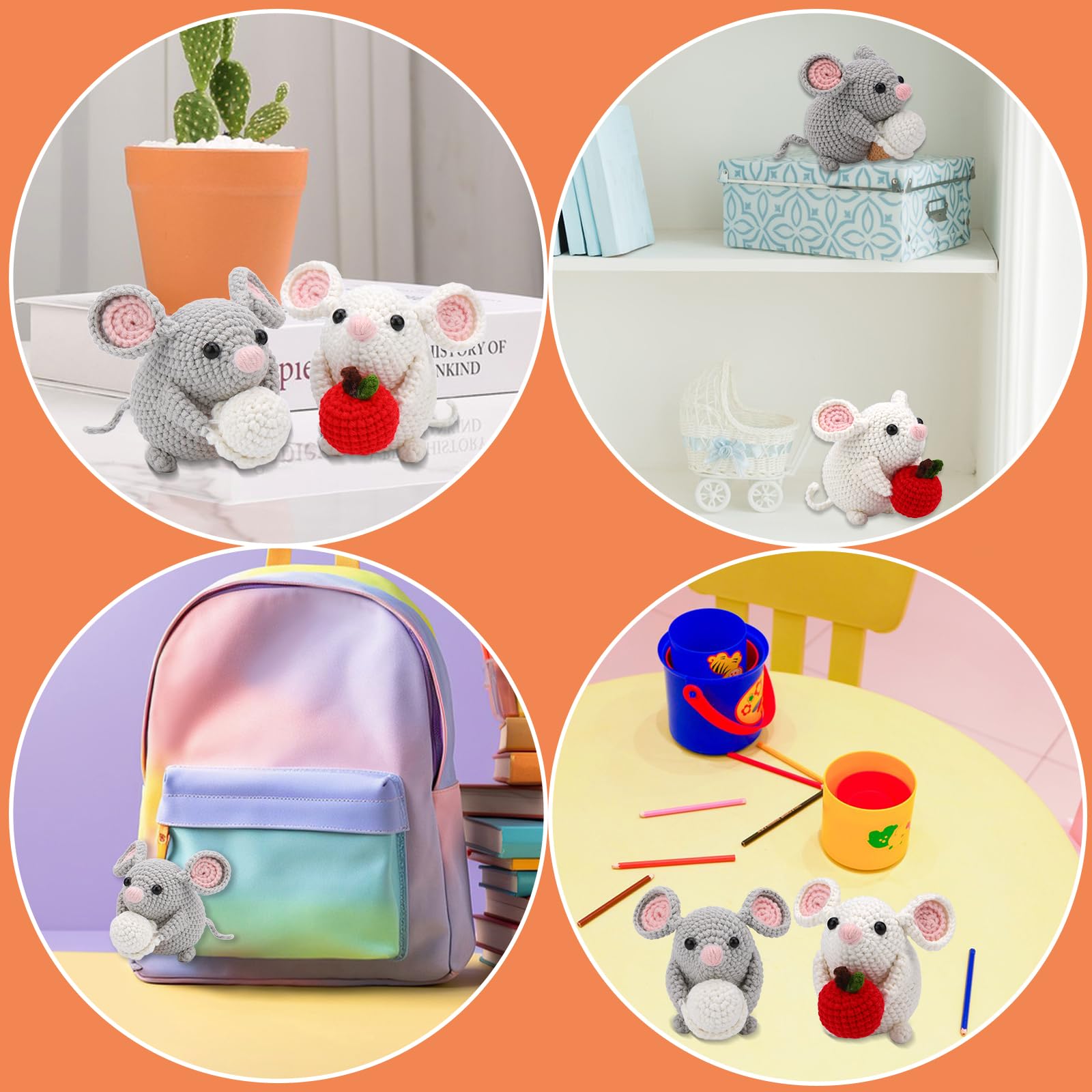 Kogyxe Kit de ganchillo para principiantes, kits de animales de ganchillo Amigurumi con tutoriales de video paso a paso, kit de iniciación de ganchillo para adultos principiantes, 2 familias de
