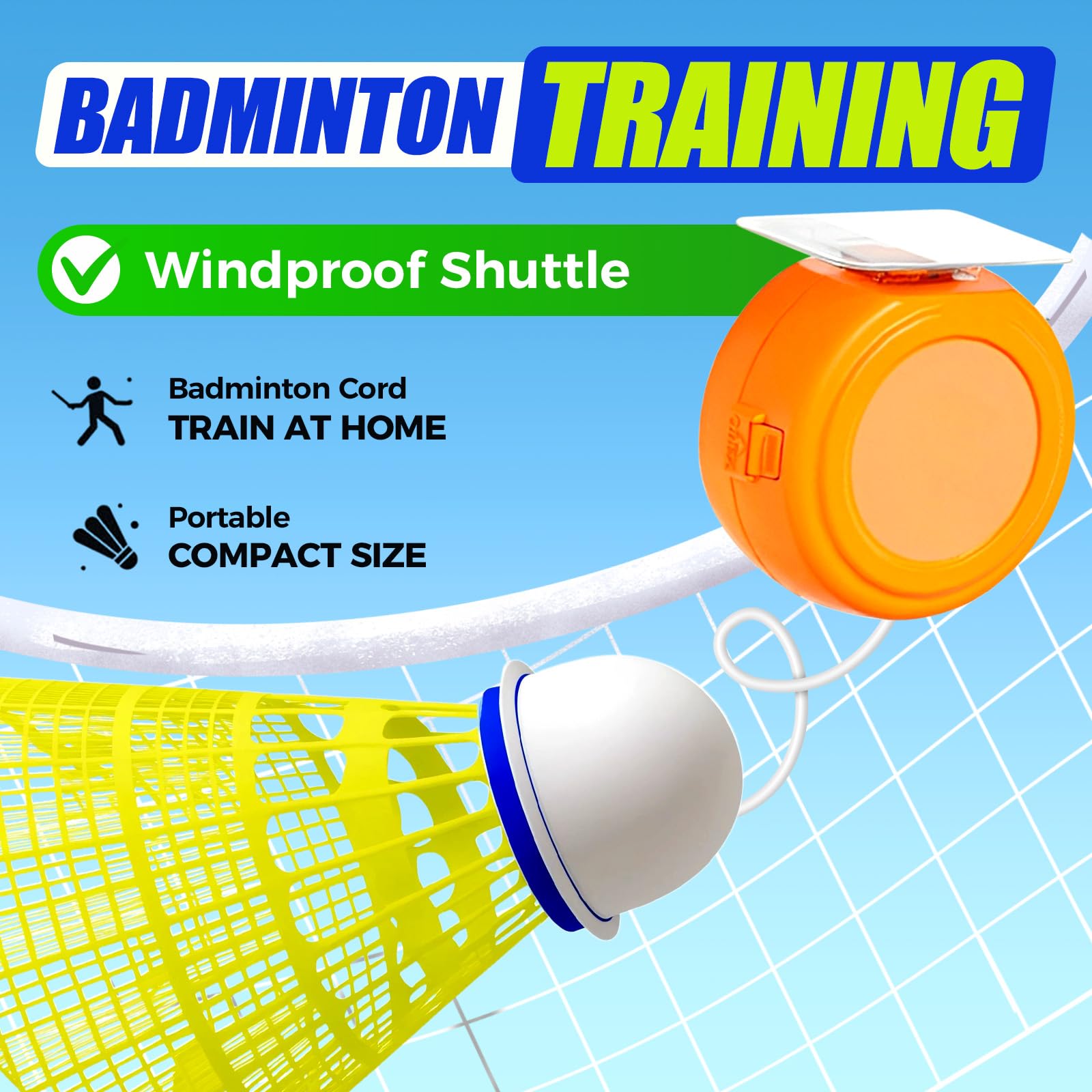 Scappof Single Player Badminton, 2025 New Adjustable Automatic Rebound Shuttlecock, Single Player Badminton Trainer, Badminton Rebound Trainer for Indoor Self Practice at Home (3pcs Balls)