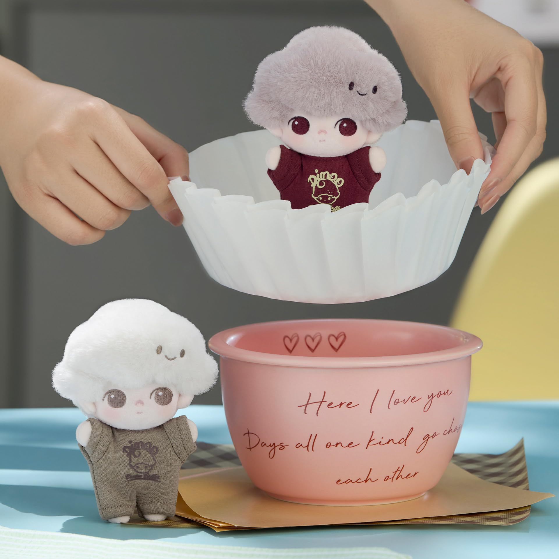 POP MART DIMOO Crush on Coffee Series chaveiro de pelúcia macio