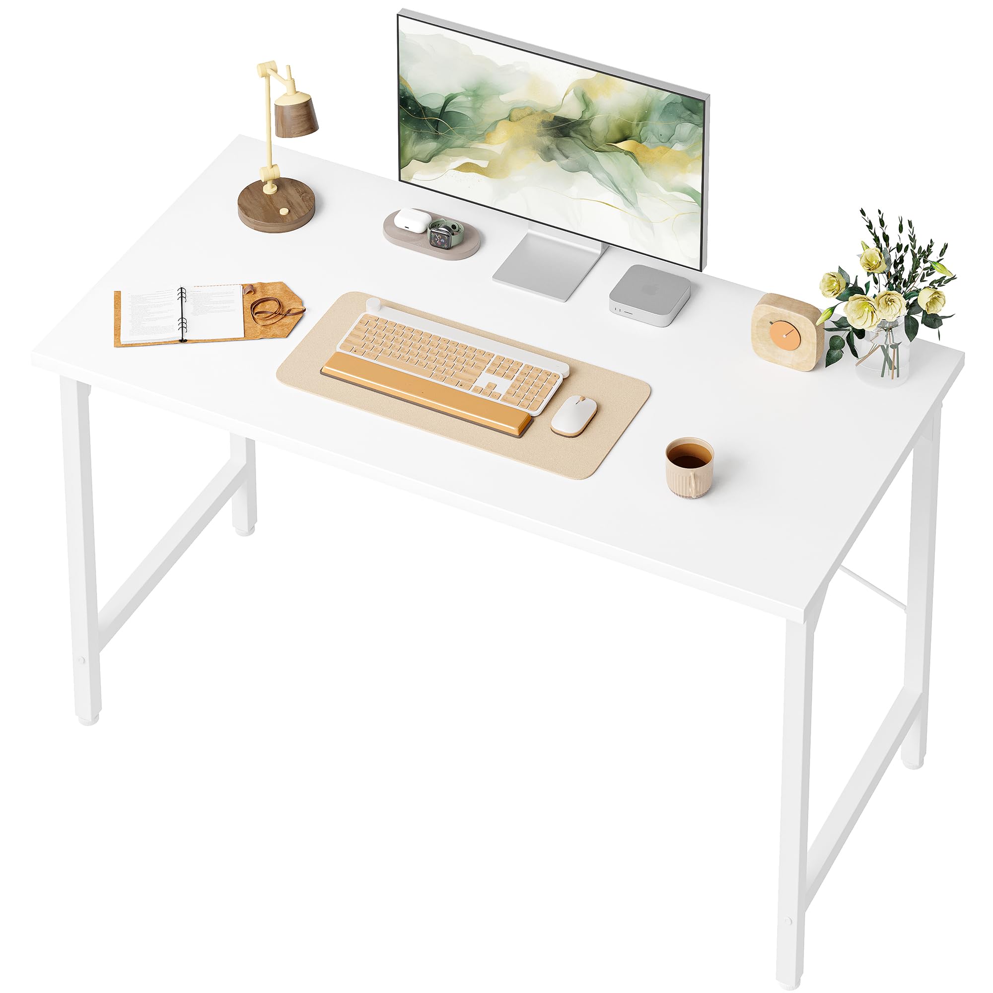BEXEVUE Escritorio de 100 x 48 cm, pequeño escritorio para ordenador, mesa de oficina para estudio, dormitorio, diseño industrial, estructura de metal, mesa de PC de madera para el hogar y la oficina