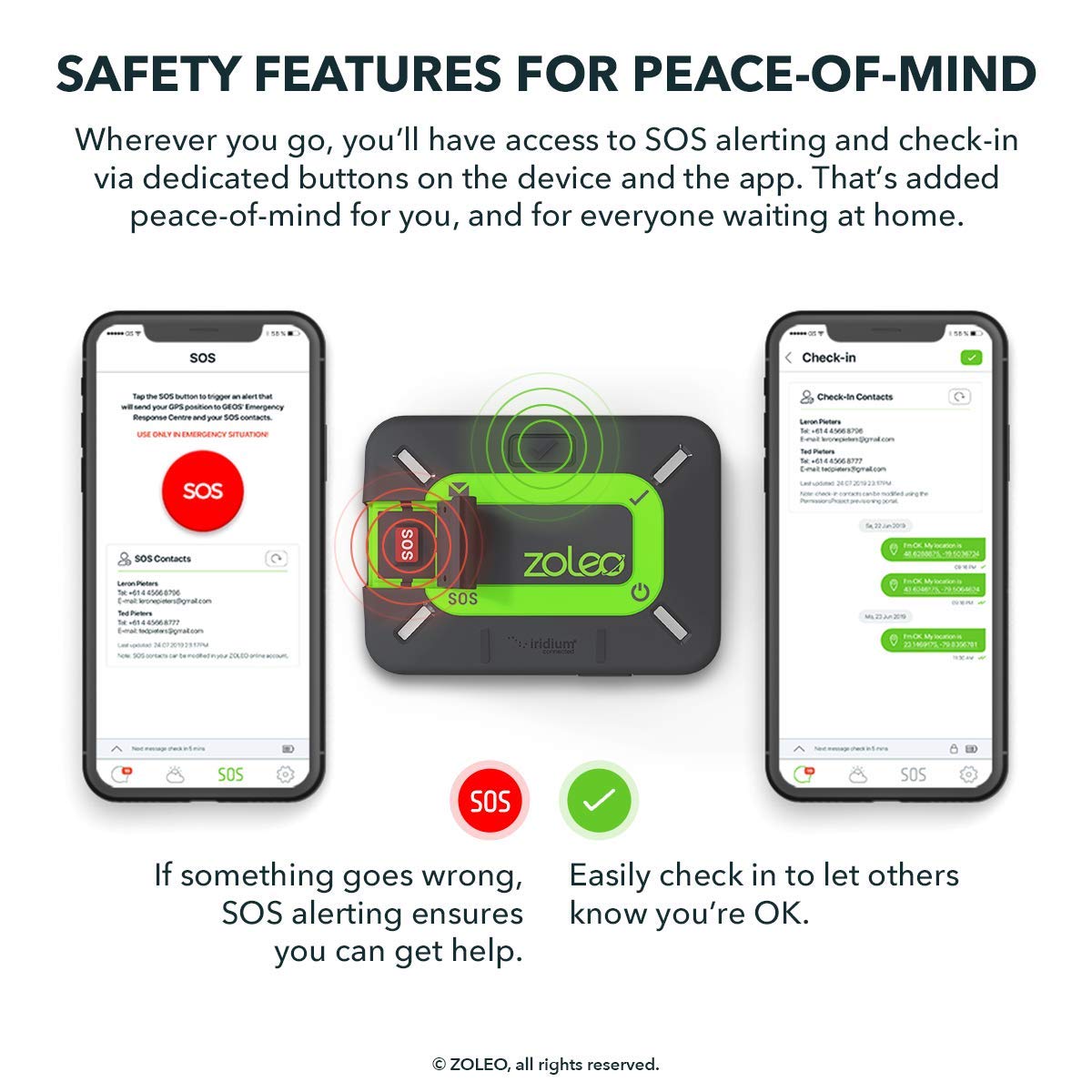 ZOLEO Twee-weg Satellietcommunicator – Wereldwijd SMS, E-mail, SOS Noodwaarschuwing, GPS & Check-in – Voor Android & IOS (Abonnement Vereist)