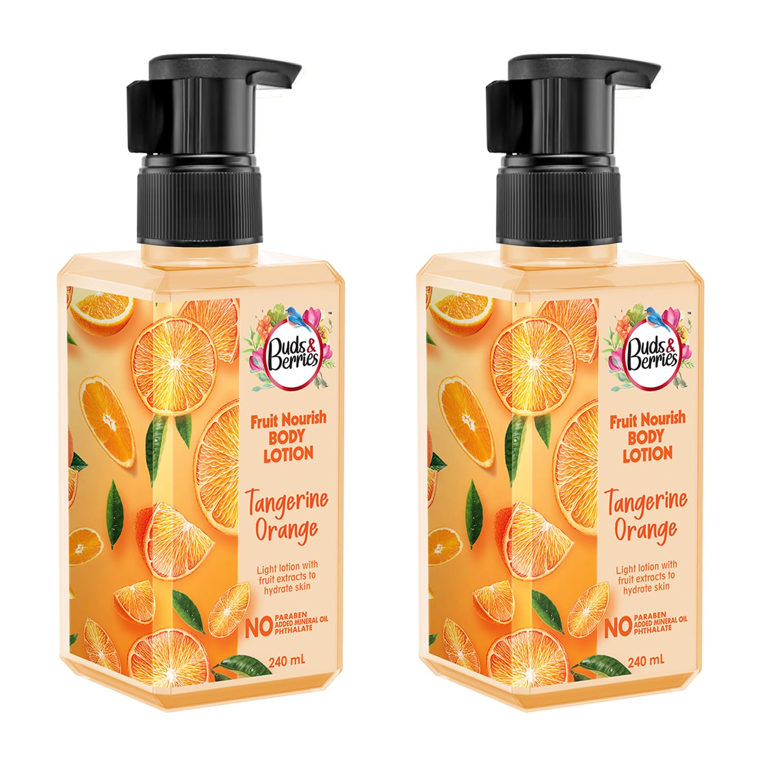 Buds & Berries Tangerine Orange, Fruit Nourishing Body Lotion enriched with Natural Vitamin C for All Skin Types | No Silicone, No Mineral Oil | 240 ml (Pack of 2)-image-29